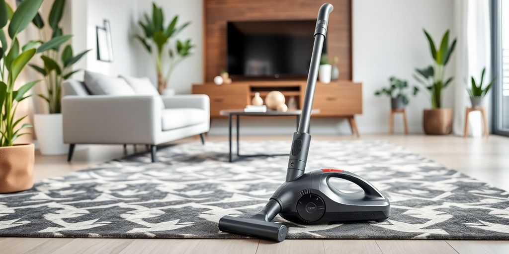 Moderner Akku Staubsauger im Wohnzimmer.