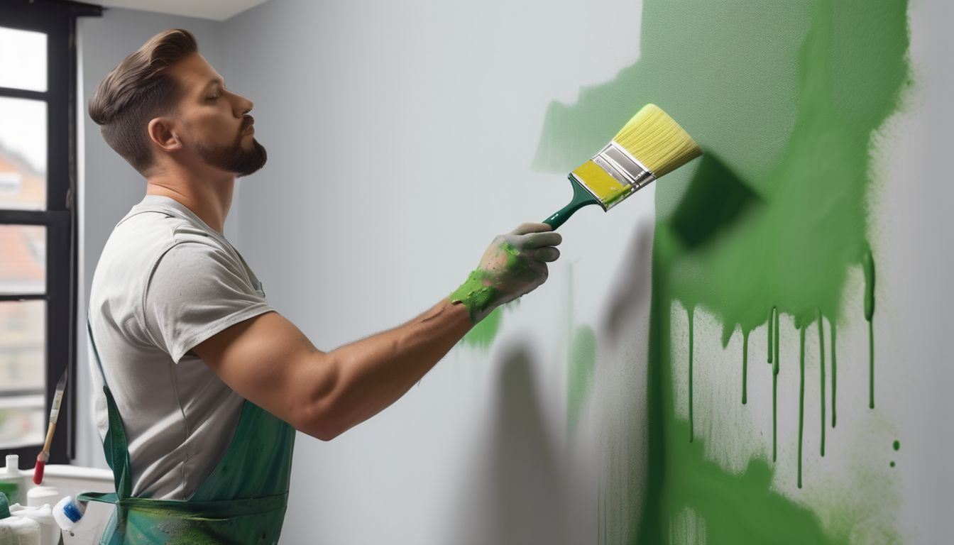 professional painter rolling paint on a wall