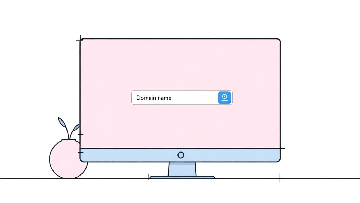 Illustrasjon av domenenavn søk på dataskjerm.