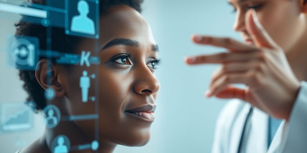 Patient using health tech.