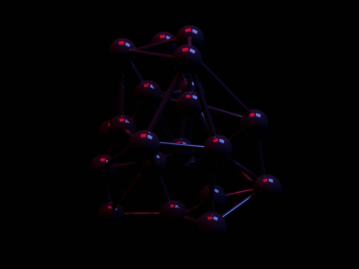 a black background with red and blue lights