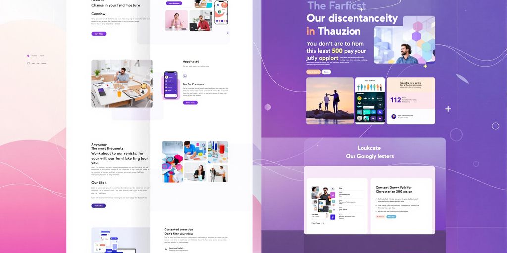 Colorful website template layout with organized sections.