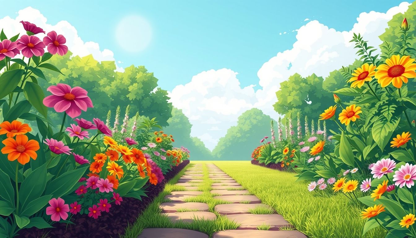 Weed-free garden with vibrant flowers and lush plants
