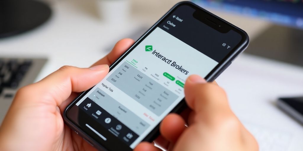 Person using Interactive Brokers app on smartphone.