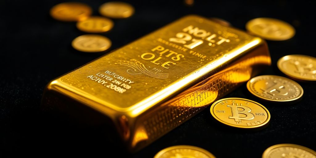 Lingot d'or sur une surface en velours sombre.