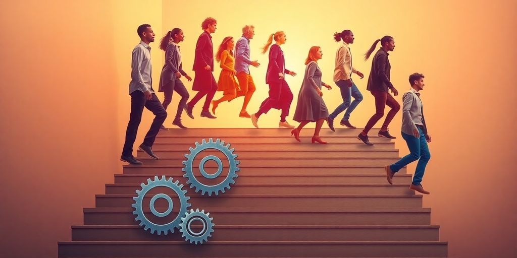 Growth, gears, people, success.