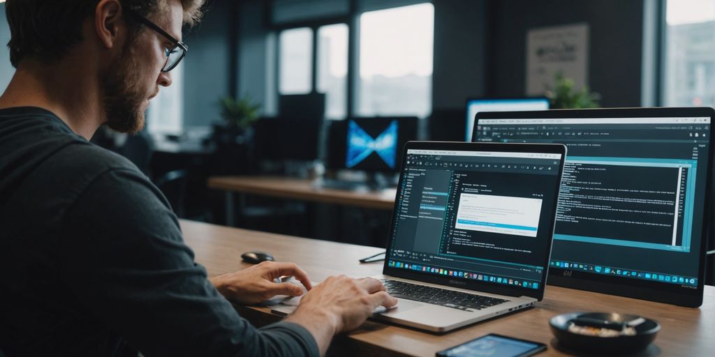 Editing video subtitles on a laptop