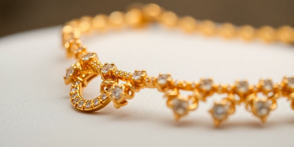 Bijou en or brillant sur fond flou.