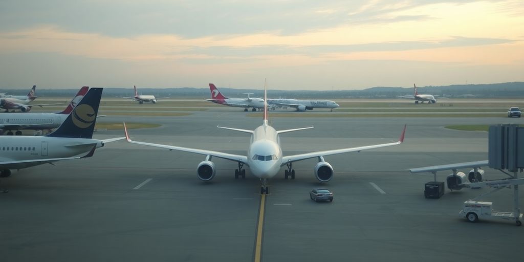 Planes on a runway with a live stream overlay.