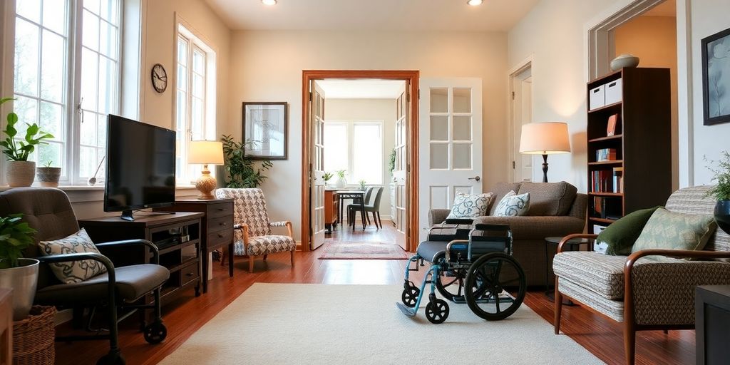 Accessible home interior designed for mobility challenges.