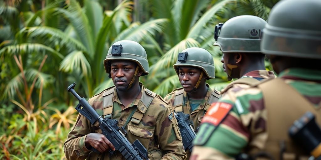 Soldats rwandais en mission au Mozambique.