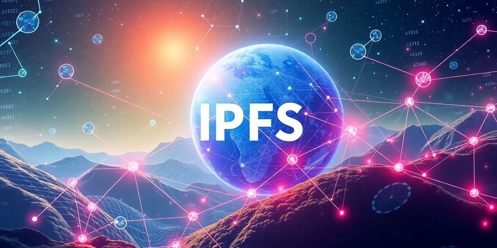 IPFS Blockchain Use Cases That Could Redefine the Web 4 Futuristic web landscape with interconnected digital nodes.