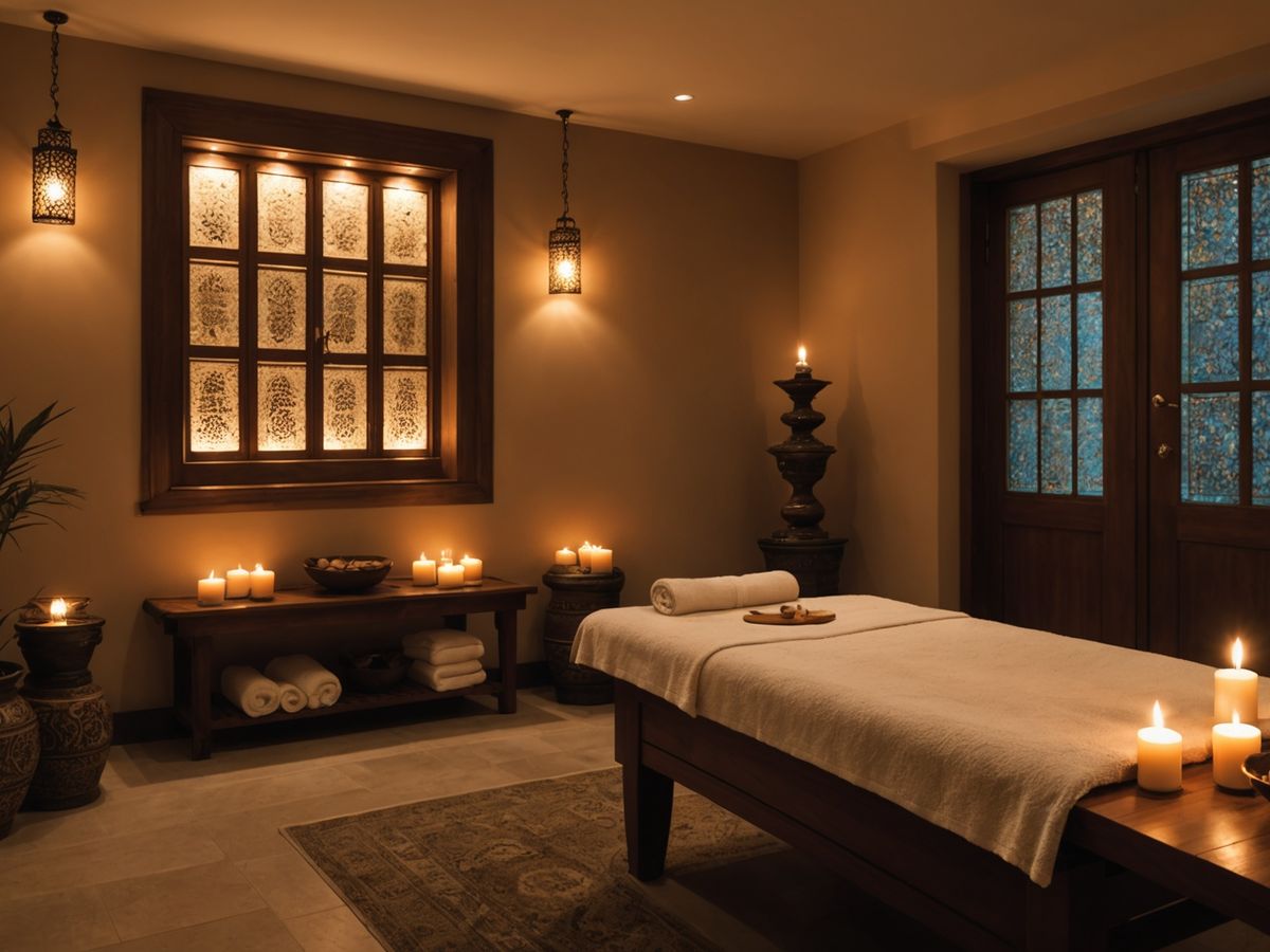 Spa with Turkish bath and massage table