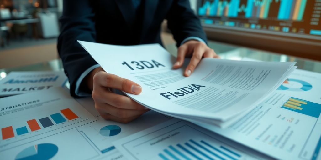 Financial analyst examining 13D/A filing documents.