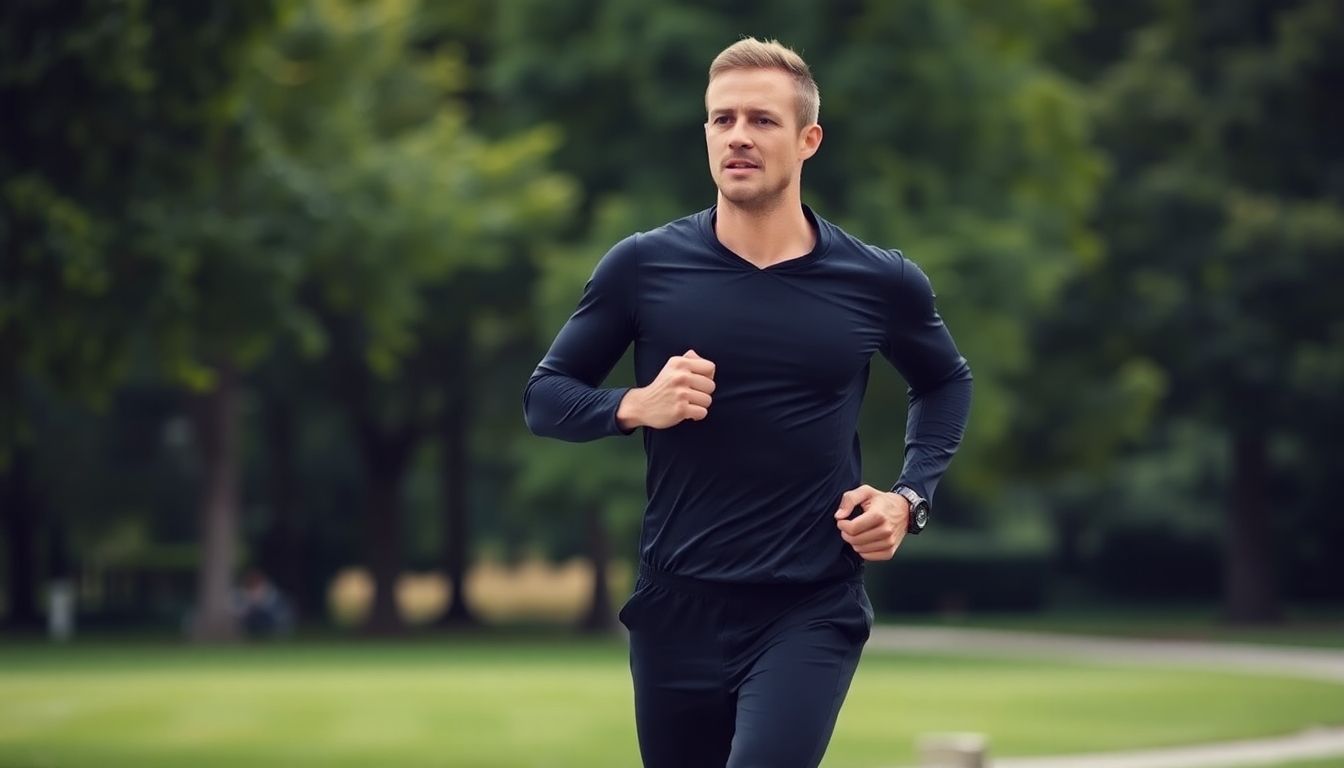 Man jogging in a park, promoting fitness for investigators.