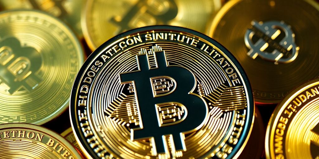 Pièces d'or et bitcoin côte à côte.