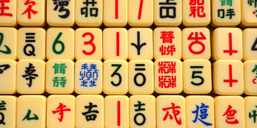 Mahjong number tiles in a neat grid.