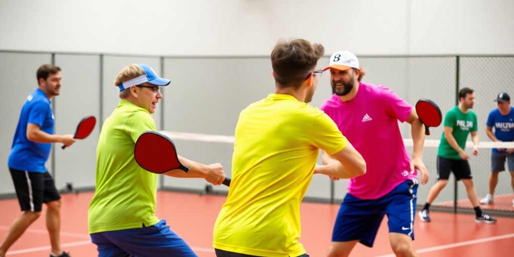 Players competing in an exciting pickleball match.