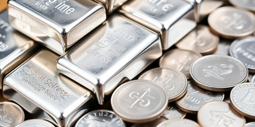 Lingots d'argent et pièces d'argent