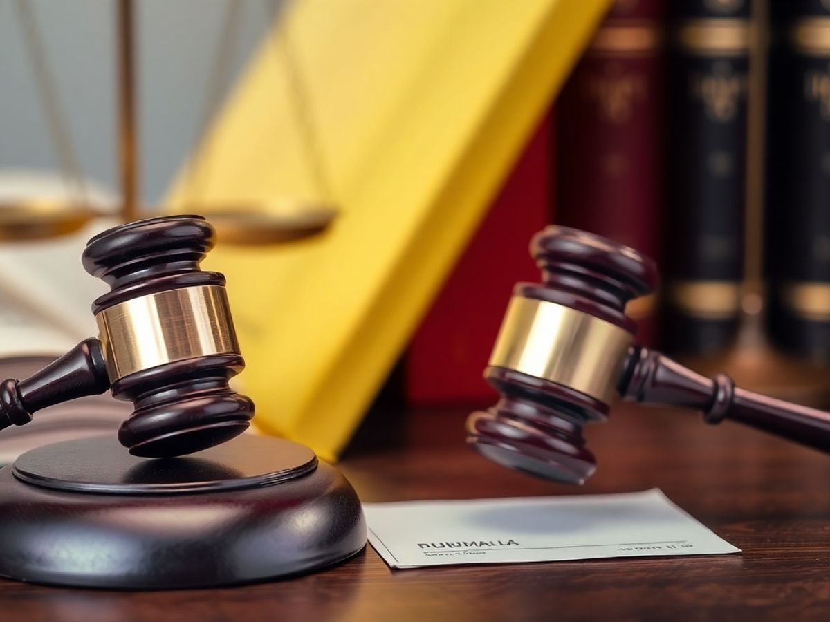 Ciocan judecătoresc și cărți de drept.