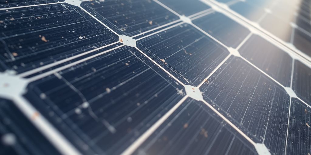 Close-up of a degraded solar panel surface.