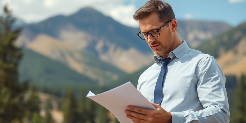 Business owner in Colorado reviewing insurance options outdoors.