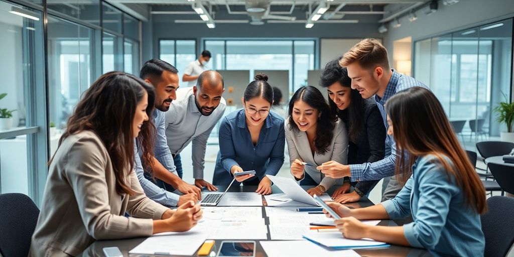 Team collaboration in a modern workspace for efficiency.
