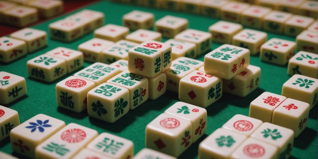 Close-up of Mahjong Circle Suit tiles, symbolizing wealth and prosperity, with a vibrant and appealing background.