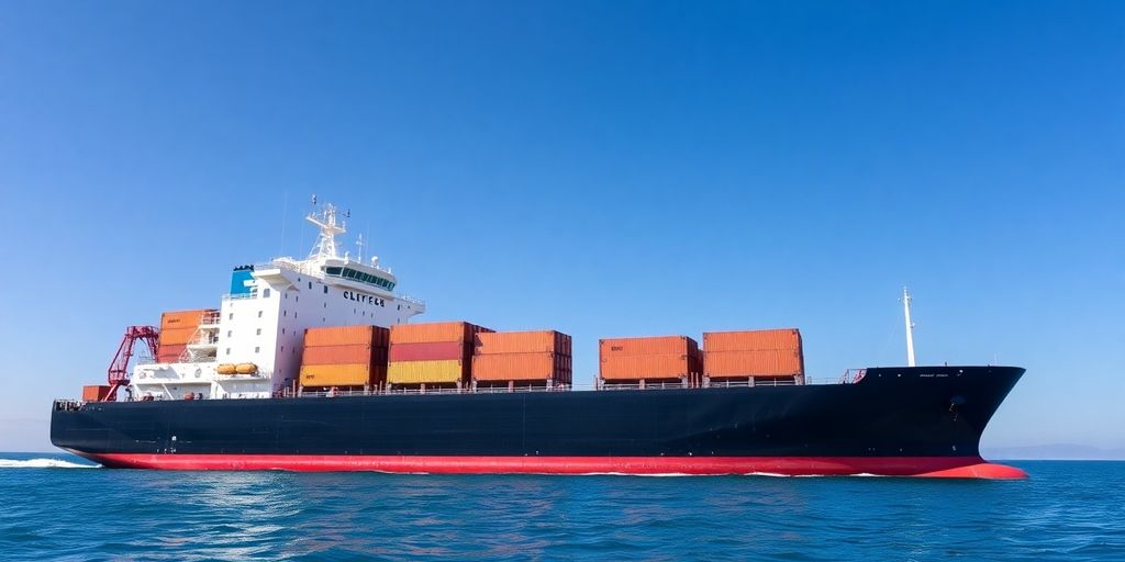 Cargo ship on water emphasizing maritime safety.