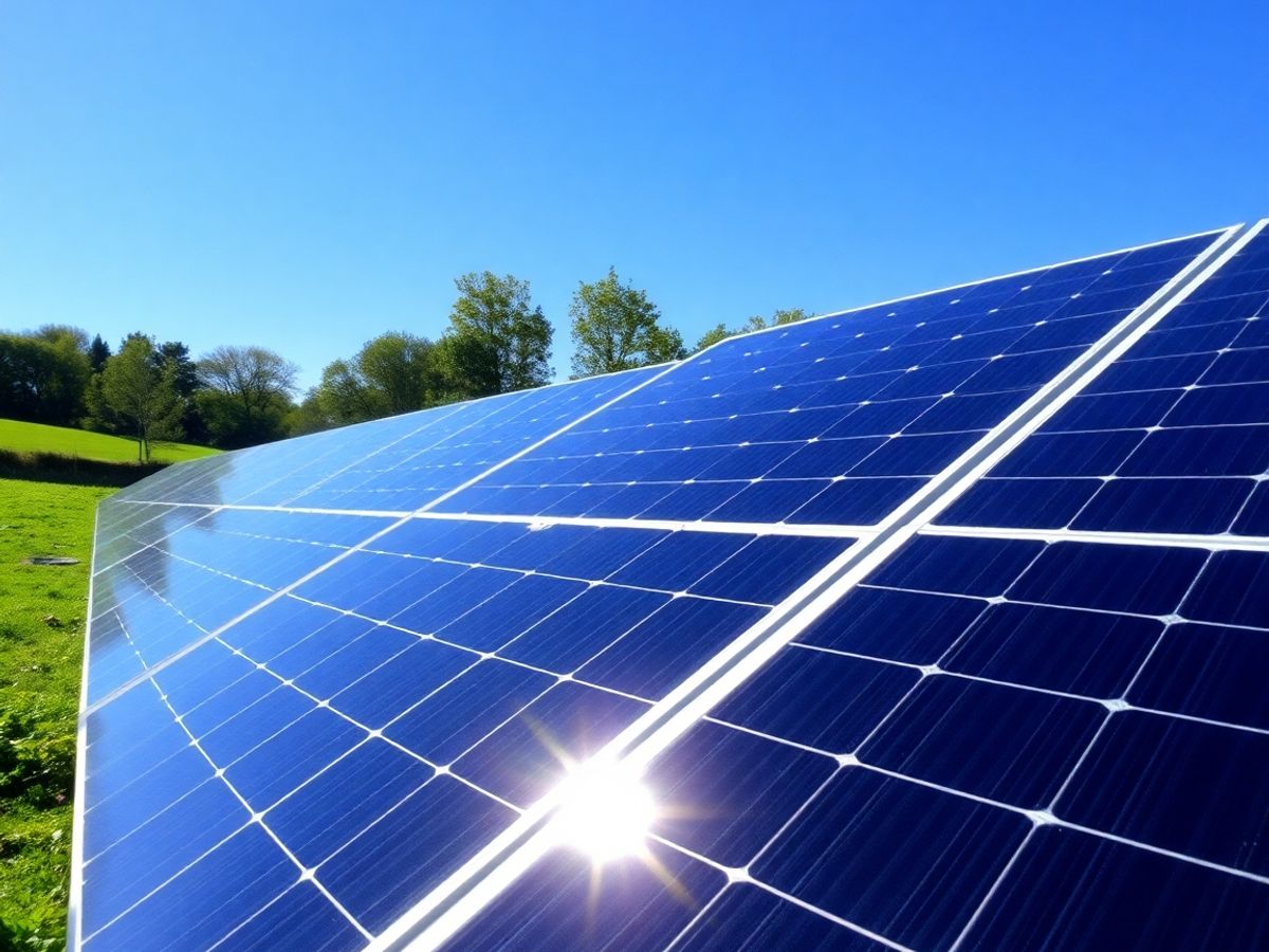 Panouri solare pe un peisaj verde din România.