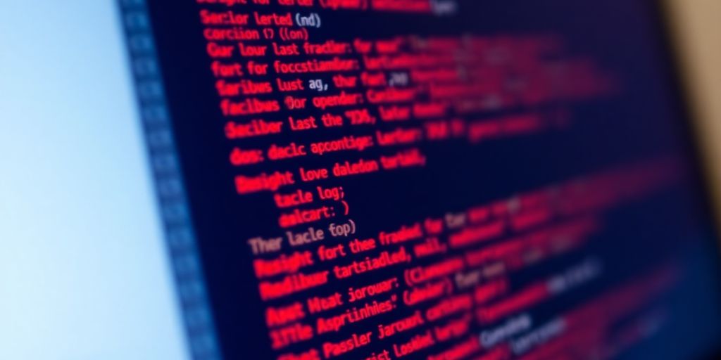 Programmer fixing code with highlighted syntax errors.