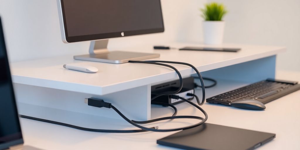 Neatly organized cables with a modern management system.