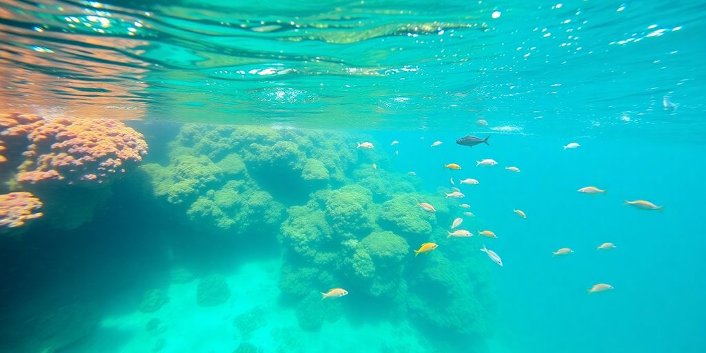 Vibrant coral reef teeming with diverse marine life underwater.