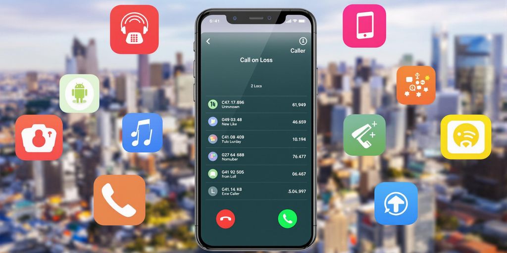 Smartphone avec des numéros inconnus et des applications.