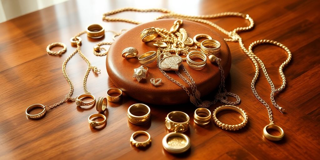 Collection de bijoux en or hérités.