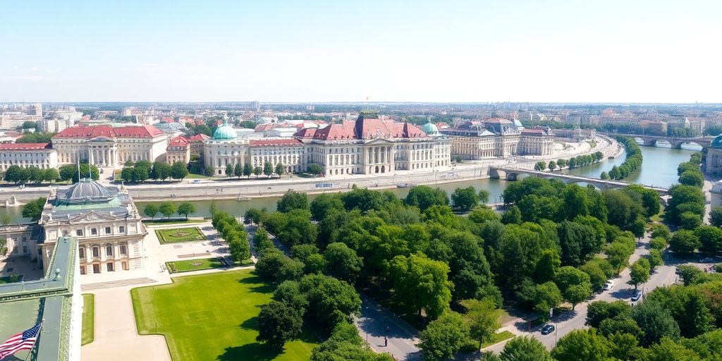 Vienna's historic cityscape with the Danube River.