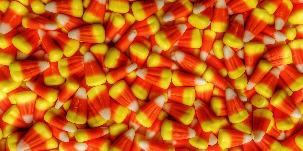 a pile of candy corn on top of each other