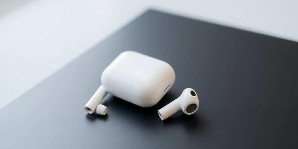 Fones AirPods Pro 2 em uma superfície elegante.
