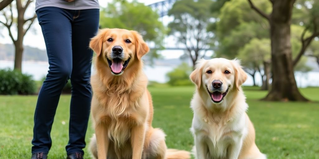 Happy dog and owner in Vaucluse park