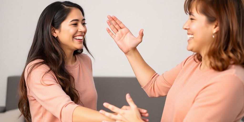 Couple playing a trust game with hands.