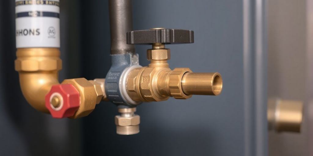 Close-up of a gas valve on a furnace.