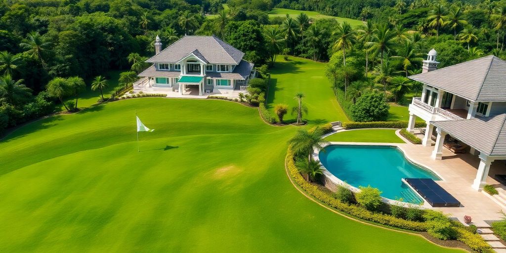 Luxury villa near golf course in Thailand, idyllic setting.