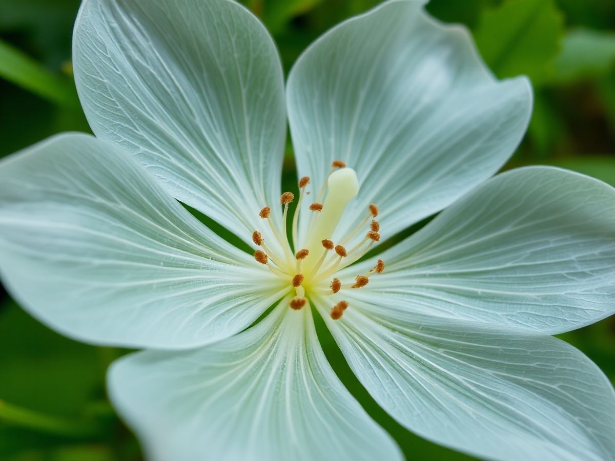 Flor esqueleto com pétalas transparentes em habitat natural.