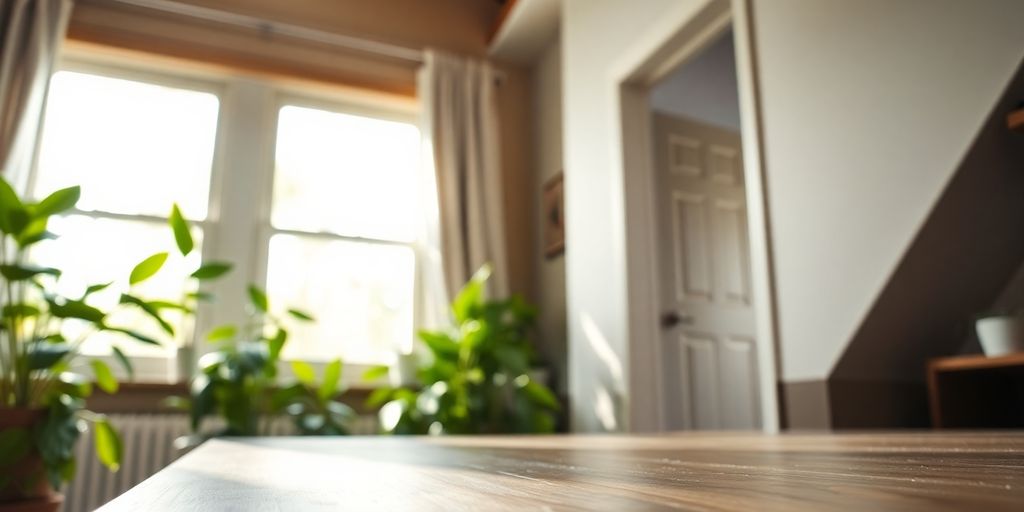 Clean, bright home interior with plants, free from mold.