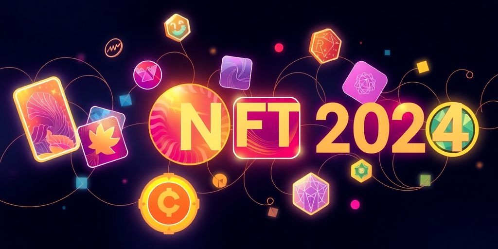 Colorful digital art representing nft royalties.