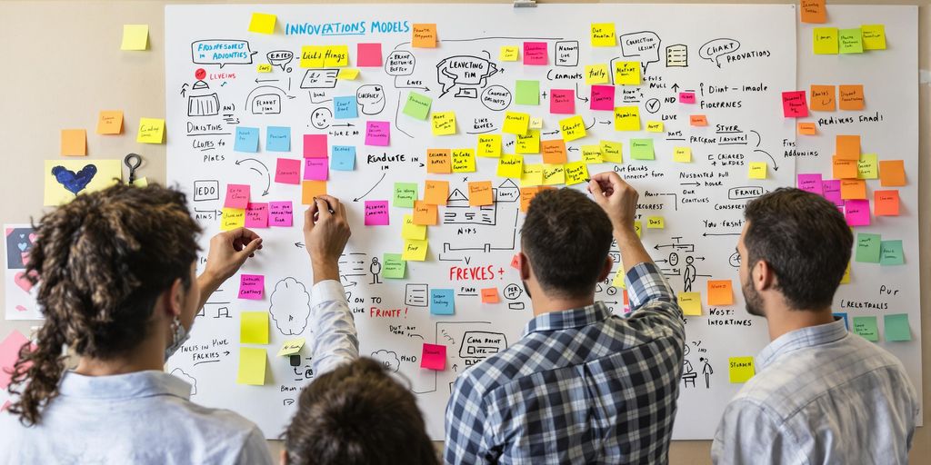 Team som samarbeider om en forretningsmodell.