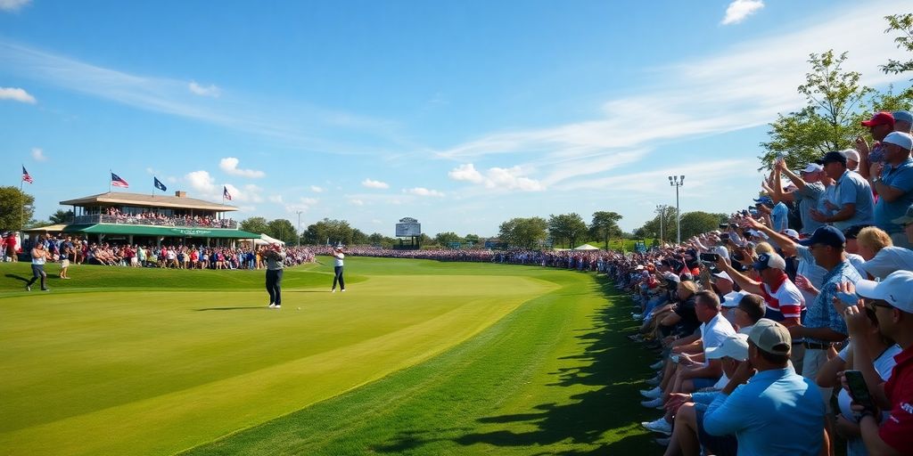 Golfers on the course during a PGA Tour event.