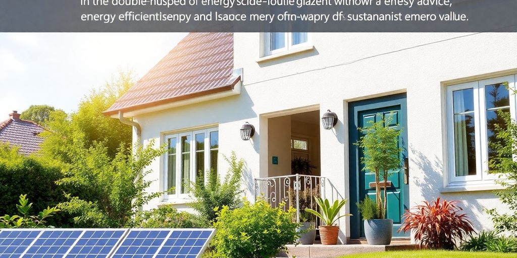 Duurzaam huis met zonnepanelen en groene omgeving.