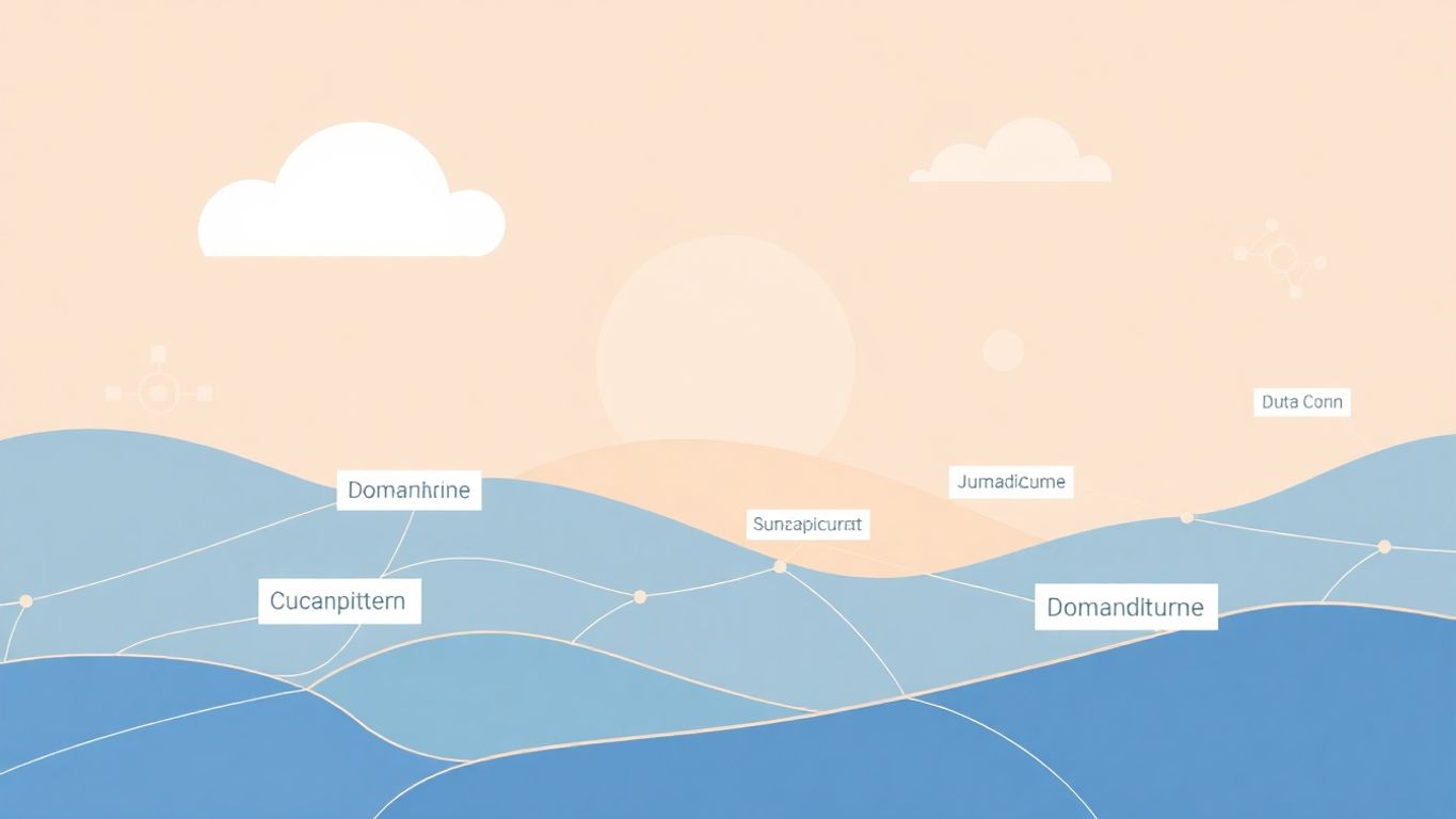 Illustrasjon av digitale domener og eierskap.