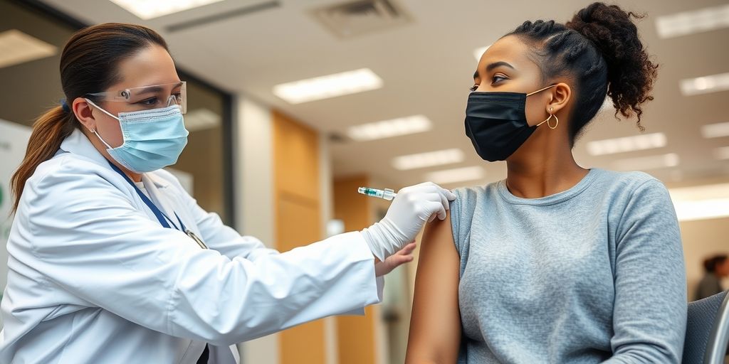 Healthcare worker giving COVID-19 vaccine